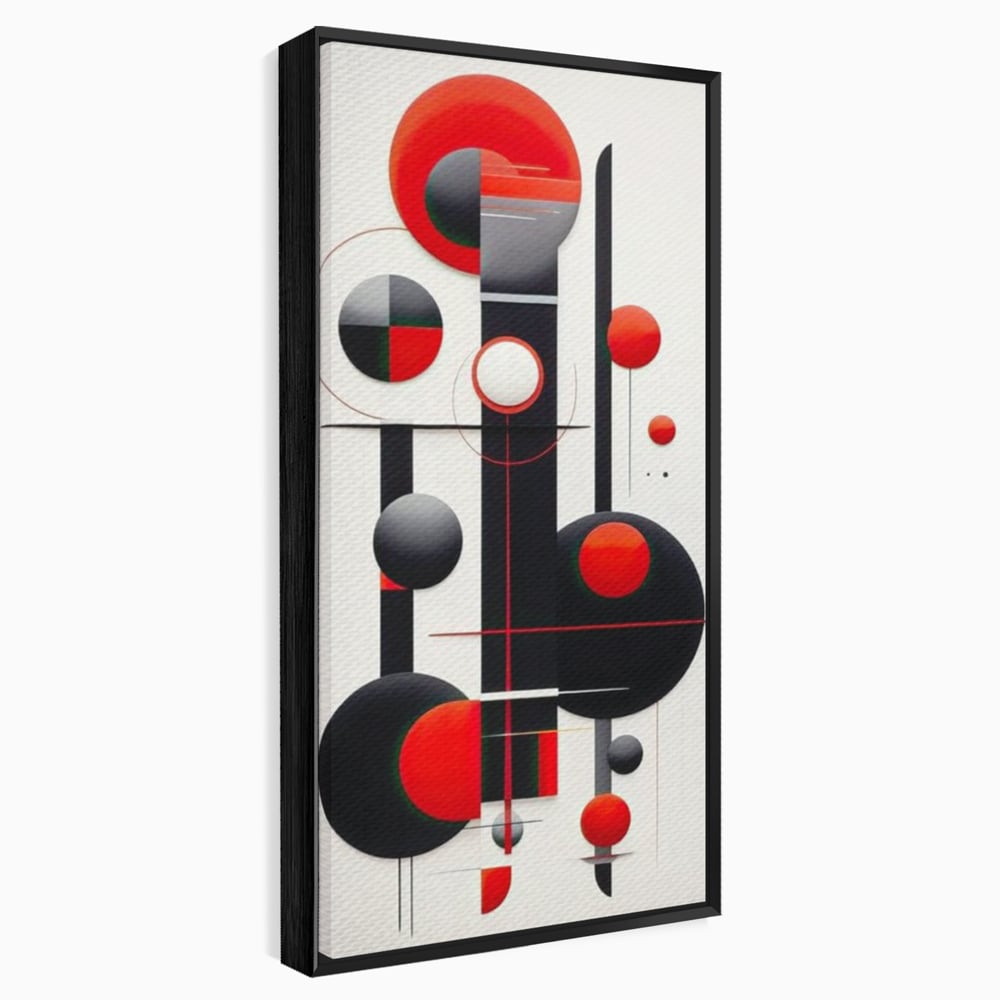 Tablou canvas cu tablou canvas cu forme geometrice abstracte, in rama de aluminiu negru